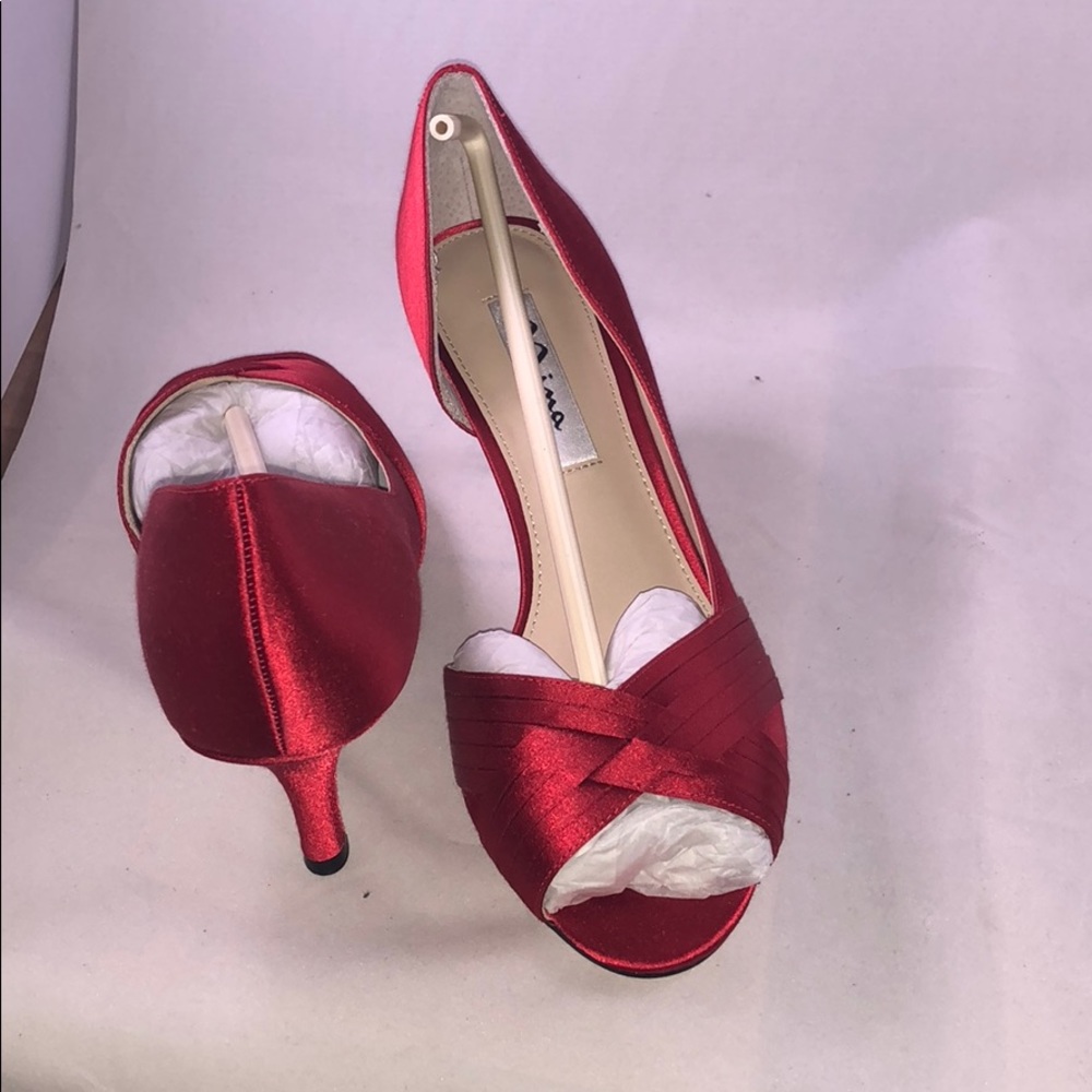 Nina Red Peep Toe Heels